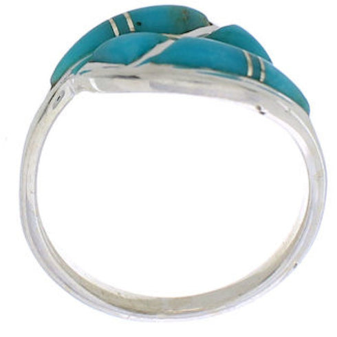 Southwest Silver Turquoise Inlay Ring Size 5-1/2 WX41017